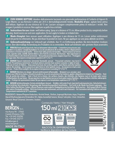 evin deodorante spray uomo 150ml - neptune sorbetto di agrumi e legni marini: tuttocasashop.it: igiene e cura della persona