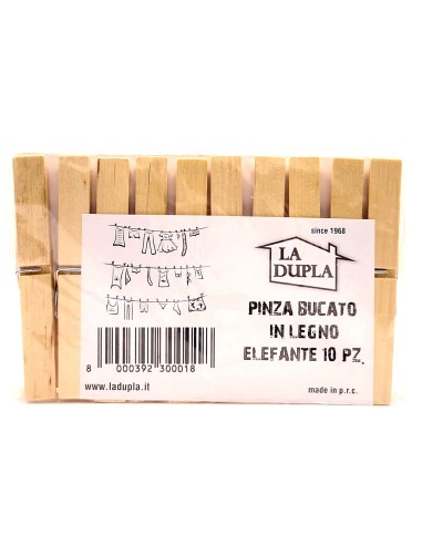 elefante la dupla 10 pinze stendi bucato in legno - extra resistenti: tuttocasashop.it: prodotti per bucato e tessuti