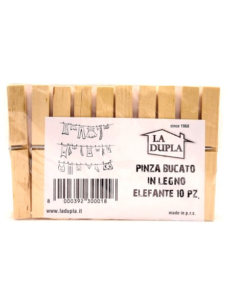 elefante la dupla 10 pinze stendi bucato in legno - extra resistenti: tuttocasashop.it: prodotti per bucato e tessuti