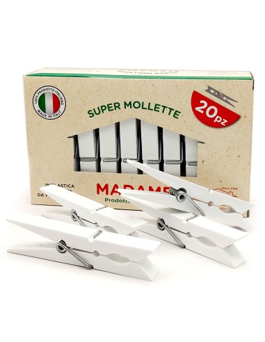 madame la dupla 20 pinze stendi bucato in plastica - bianche - made in italy: tuttocasashop.it: prodotti per bucato e tessuti