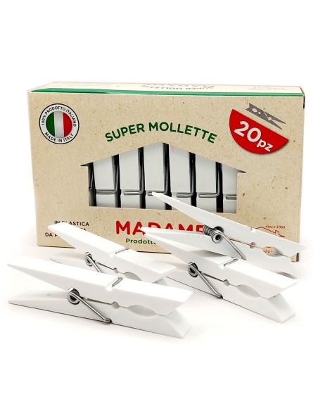 madame la dupla 20 pinze stendi bucato in plastica - bianche - made in italy: tuttocasashop.it: prodotti per bucato e tessuti