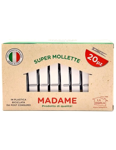 madame la dupla 20 pinze stendi bucato in plastica - bianche - made in italy: tuttocasashop.it: prodotti per bucato e tessuti