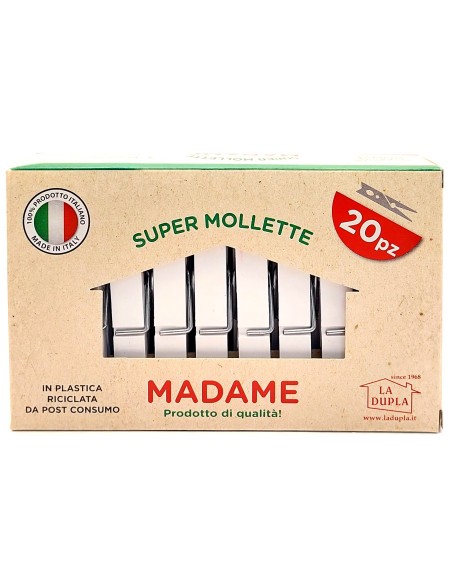 madame la dupla 20 pinze stendi bucato in plastica - bianche - made in italy: tuttocasashop.it: prodotti per bucato e tessuti