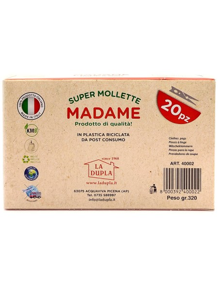 madame la dupla 20 pinze stendi bucato in plastica - bianche - made in italy: tuttocasashop.it: prodotti per bucato e tessuti