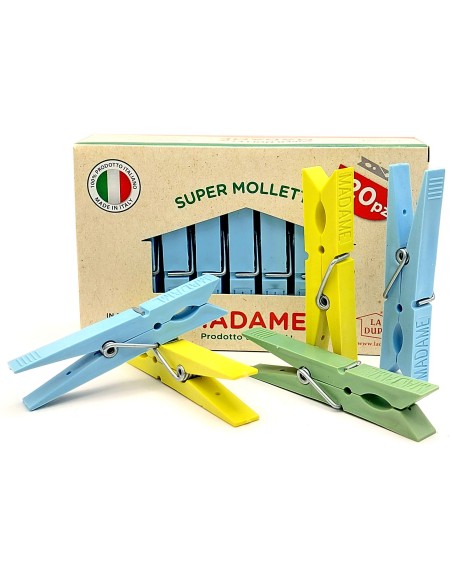 madame la dupla 20 pinze stendi bucato in plastica colorate - made in italy: tuttocasashop.it: prodotti per bucato e tessuti