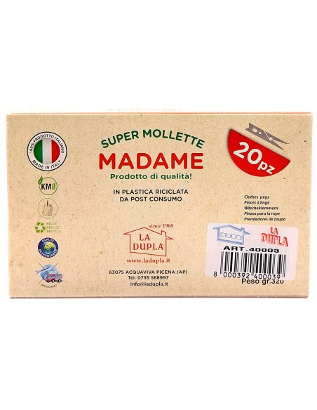 madame la dupla 20 pinze stendi bucato in plastica colorate - made in italy: tuttocasashop.it: prodotti per bucato e tessuti