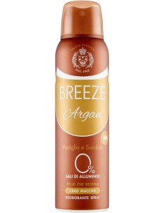 breeze deodorante spray - 150ml - argan - vaniglia e sandalo - zero macchie: tuttocasashop.it: igiene e cura della persona