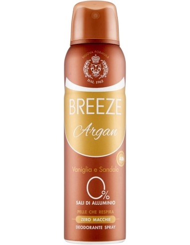 breeze deodorante spray - 150ml - argan - vaniglia e sandalo - zero macchie: tuttocasashop.it: igiene e cura della persona