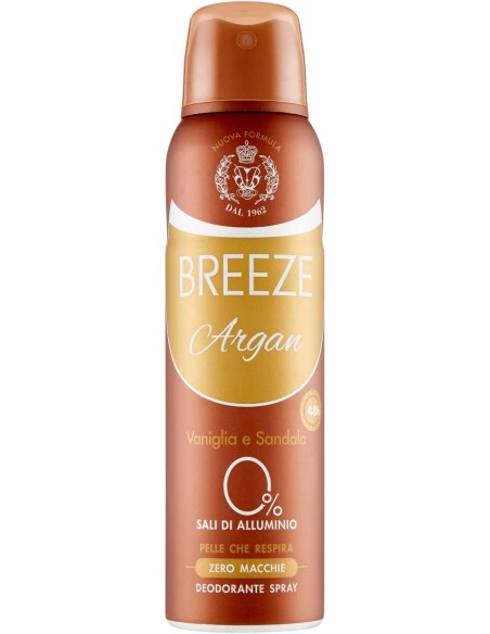 breeze deodorante spray - 150ml - argan - vaniglia e sandalo - zero macchie: tuttocasashop.it: igiene e cura della persona
