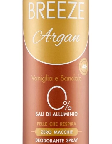 breeze deodorante spray - 150ml - argan - vaniglia e sandalo - zero macchie: tuttocasashop.it: igiene e cura della persona