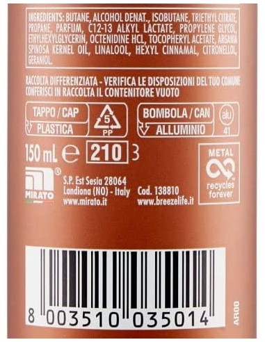 breeze deodorante spray - 150ml - argan - vaniglia e sandalo - zero macchie: tuttocasashop.it: igiene e cura della persona