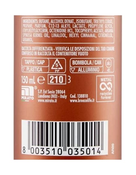 breeze deodorante spray - 150ml - argan - vaniglia e sandalo - zero macchie: tuttocasashop.it: igiene e cura della persona