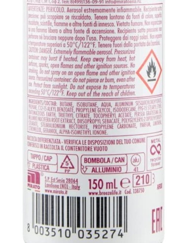 breeze deodorante spray - 150ml - perfect beauty - 0% alcool - zero macchie: tuttocasashop.it: igiene e cura della persona