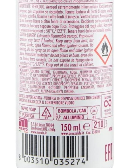 breeze deodorante spray - 150ml - perfect beauty - 0% alcool - zero macchie: tuttocasashop.it: igiene e cura della persona