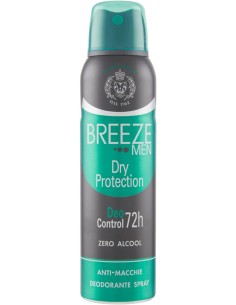 breeze deodorante spray - 150ml - men dry protection - zero alcool e macchie: tuttocasashop.it: igiene e cura della persona