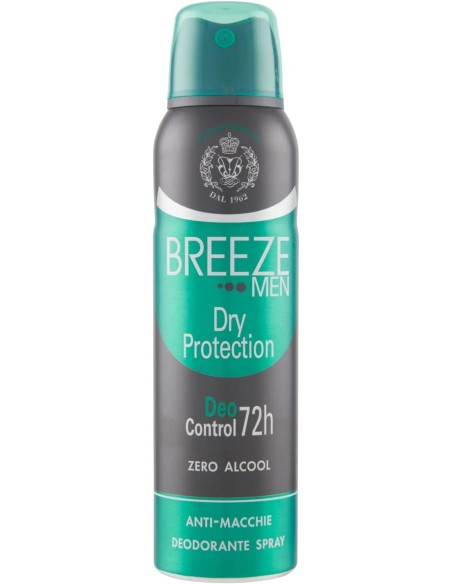 breeze deodorante spray - 150ml - men dry protection - zero alcool e macchie: tuttocasashop.it: igiene e cura della persona