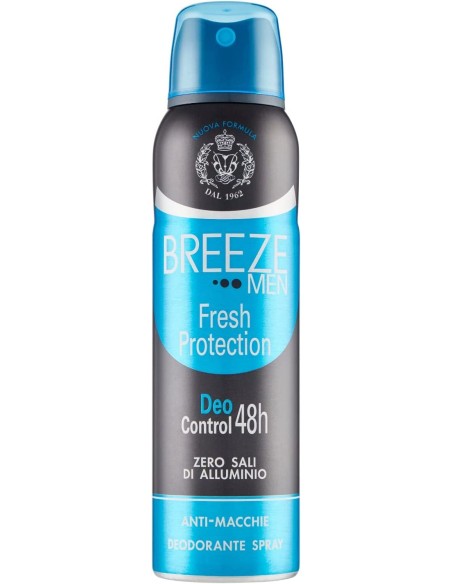 breeze deodorante spray - 150ml - men fresh protection - 48h - zero macchie: tuttocasashop.it: igiene e cura della persona
