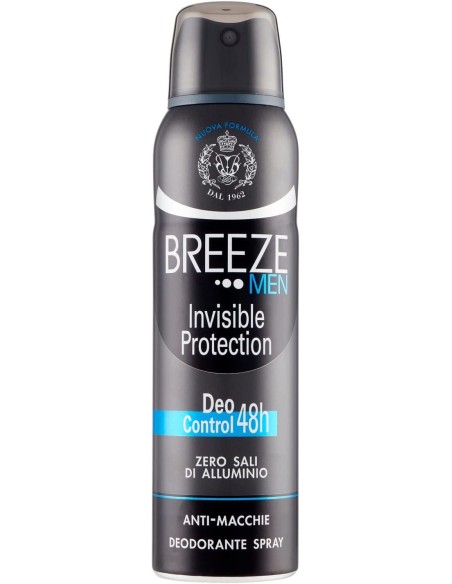 breeze deodorante spray - 150ml - men invisible protection - anti macchie: tuttocasashop.it: igiene e cura della persona