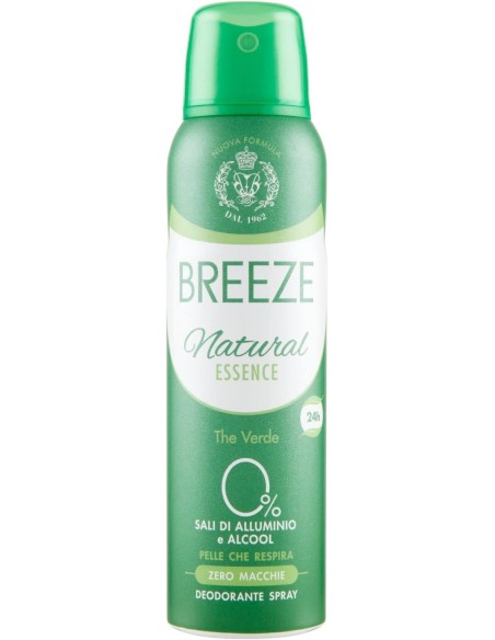breeze deodorante spray - 150ml - natural essence - the verde - zero macchie: tuttocasashop.it: igiene e cura della persona