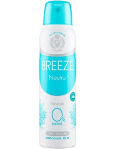 breeze deodorante spray - 150ml - neutro minerals - 0% alcool - zero macchie: tuttocasashop.it: igiene e cura della persona