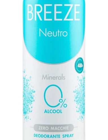 breeze deodorante spray - 150ml - neutro minerals - 0% alcool - zero macchie: tuttocasashop.it: igiene e cura della persona