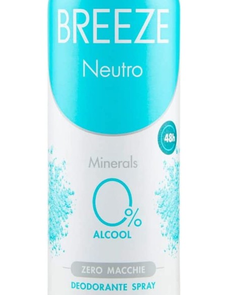 breeze deodorante spray - 150ml - neutro minerals - 0% alcool - zero macchie: tuttocasashop.it: igiene e cura della persona