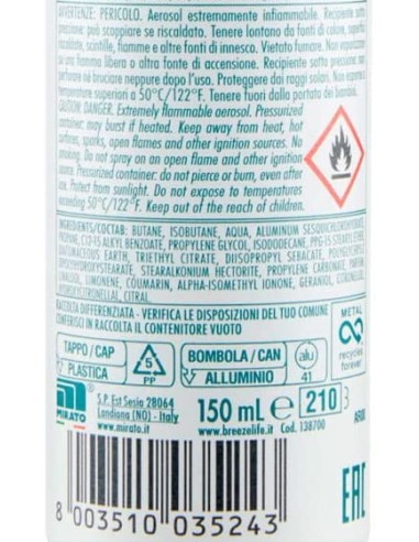 breeze deodorante spray - 150ml - neutro minerals - 0% alcool - zero macchie: tuttocasashop.it: igiene e cura della persona