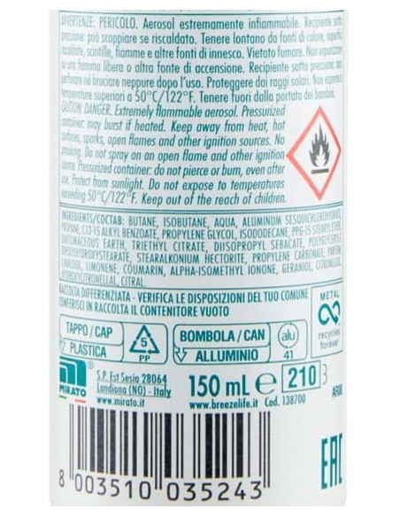 breeze deodorante spray - 150ml - neutro minerals - 0% alcool - zero macchie: tuttocasashop.it: igiene e cura della persona