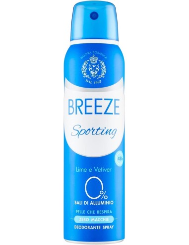 breeze deodorante spray - 150ml - sporting - lime e vetiver - zero macchie: tuttocasashop.it: igiene e cura della persona
