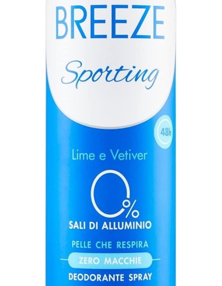 breeze deodorante spray - 150ml - sporting - lime e vetiver - zero macchie: tuttocasashop.it: igiene e cura della persona