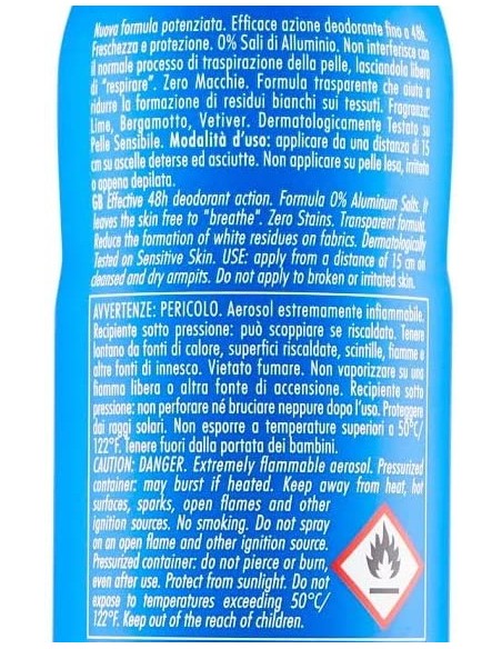 breeze deodorante spray - 150ml - sporting - lime e vetiver - zero macchie: tuttocasashop.it: igiene e cura della persona