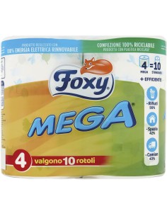 foxy mega carta igienica - 4 maxi rotoloni - valgono 10 rotoli standard: tuttocasashop.it: carta & monouso