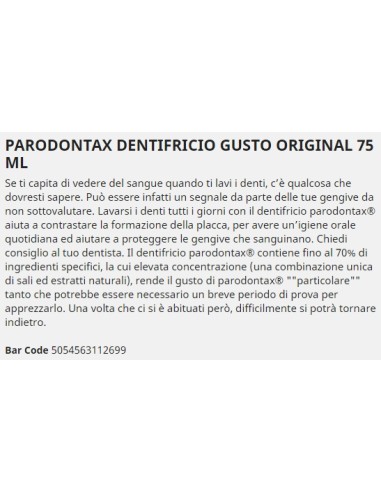 parodontax dentifricio - 75ml - classic: tuttocasashop.it: igiene e cura della persona