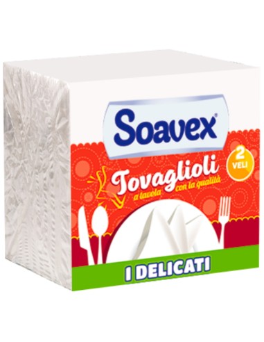 soavex 75 tovaglioli ovattati doppio velo - 33x33cm - bianchi: tuttocasashop.it: carta & monouso