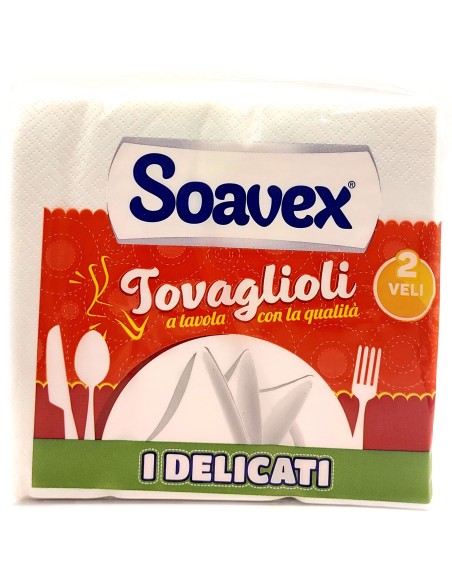 soavex 75 tovaglioli ovattati doppio velo - 33x33cm - bianchi: tuttocasashop.it: carta & monouso