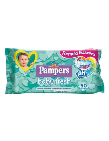 pampers baby fresh - 50 saviettine umidificate - delicate sulla pelle: tuttocasashop.it: igiene e cura della persona