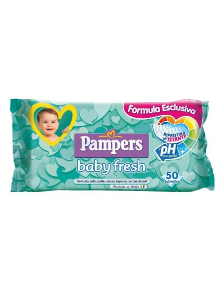 pampers baby fresh - 50 saviettine umidificate - delicate sulla pelle: tuttocasashop.it: igiene e cura della persona
