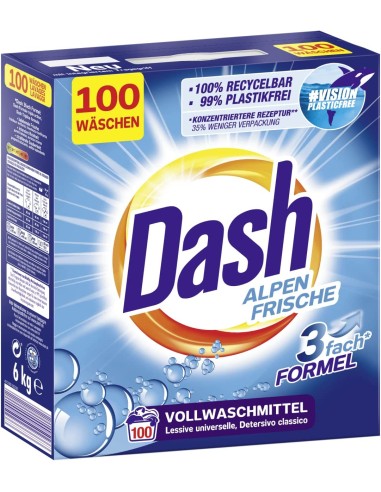 dash detersivo lavatrice in polvere - 100 misurini 6kg - freschezza alpina: tuttocasashop.it: prodotti per bucato e tessuti