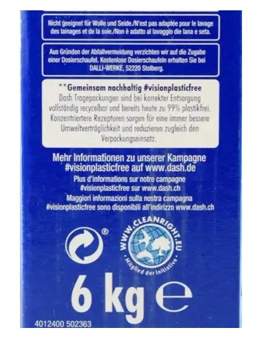 dash detersivo lavatrice in polvere - 100 misurini 6kg - freschezza alpina: tuttocasashop.it: prodotti per bucato e tessuti