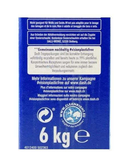dash detersivo lavatrice in polvere - 100 misurini 6kg - freschezza alpina: tuttocasashop.it: prodotti per bucato e tessuti