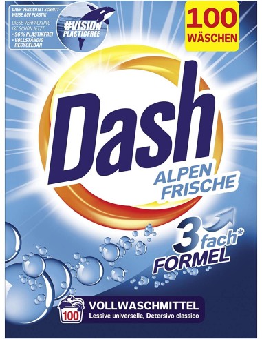 dash detersivo lavatrice in polvere - 100 misurini 6kg - freschezza alpina: tuttocasashop.it: prodotti per bucato e tessuti