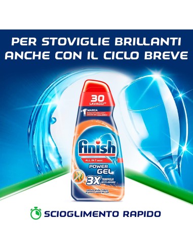 finish power gel detersivo lavastoviglie - 600ml 30 lavaggi - anti-odore: tuttocasashop.it: pulizia e cura della casa