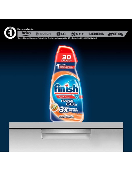 finish power gel detersivo lavastoviglie - 600ml 30 lavaggi - anti-odore: tuttocasashop.it: pulizia e cura della casa