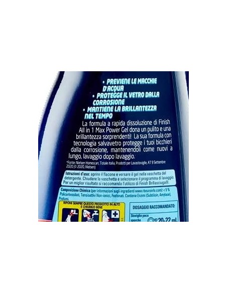 finish power gel detersivo lavastoviglie - 600ml 30 lavaggi - classico: tuttocasashop.it: pulizia e cura della casa