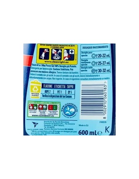 finish power gel detersivo lavastoviglie - 600ml 30 lavaggi - classico: tuttocasashop.it: pulizia e cura della casa