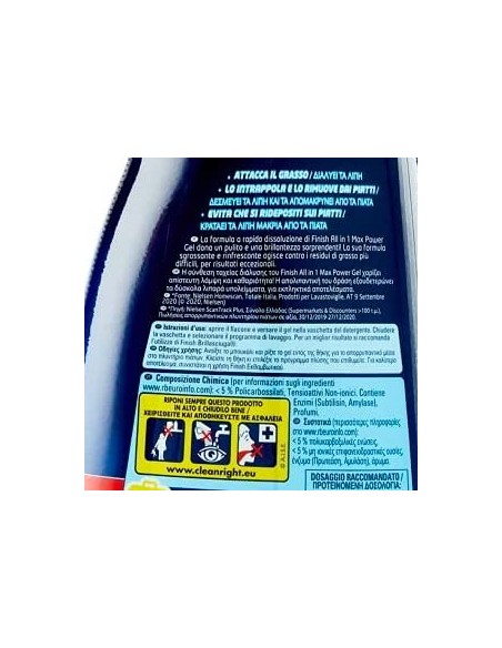 finish power gel detersivo lavastoviglie - 600ml 30 lavaggi - fresh: tuttocasashop.it: pulizia e cura della casa