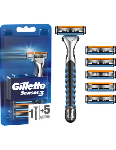 gillette sensor iii normal rasoio in metallo + 6 testine ricambio a 3 lame: tuttocasashop.it: igiene e cura della persona