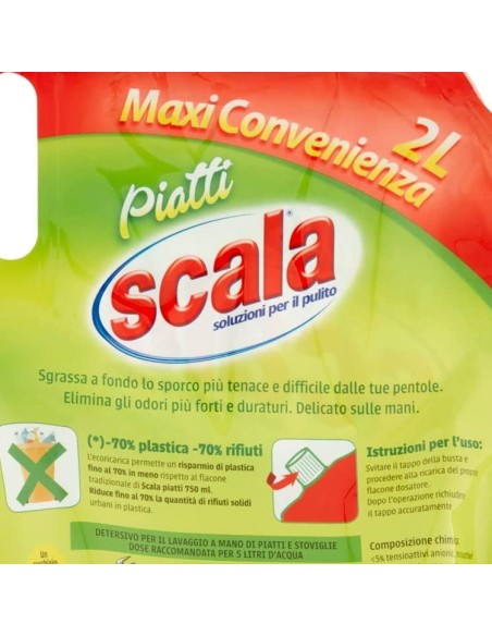 scala detersivo liquido per piatti a mano - ecoricarica da 2 litri - limone: tuttocasashop.it: pulizia e cura della casa