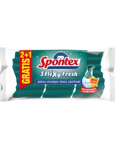 spontex flexy fresh 3 spugne con abrasivo - con trattamento antibatterico: tuttocasashop.it: pulizia e cura della casa