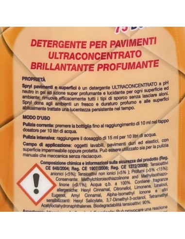 spryl gel detergente pavimenti profumante ultra concentrato 750ml - ambra: tuttocasashop.it: pulizia e cura della casa